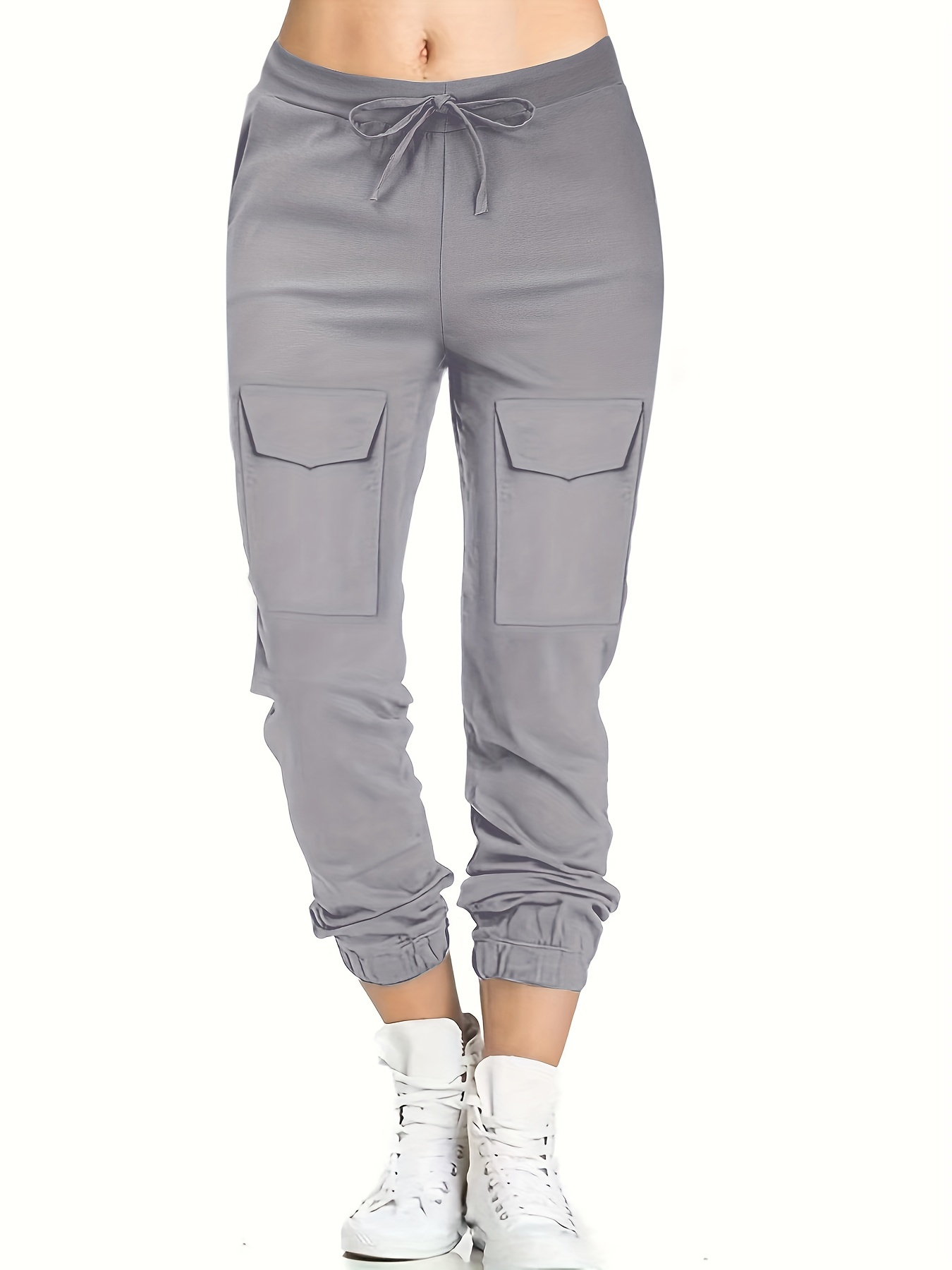 Plus Size Street Style Pants Women's Plus Solid Elastic - Temu