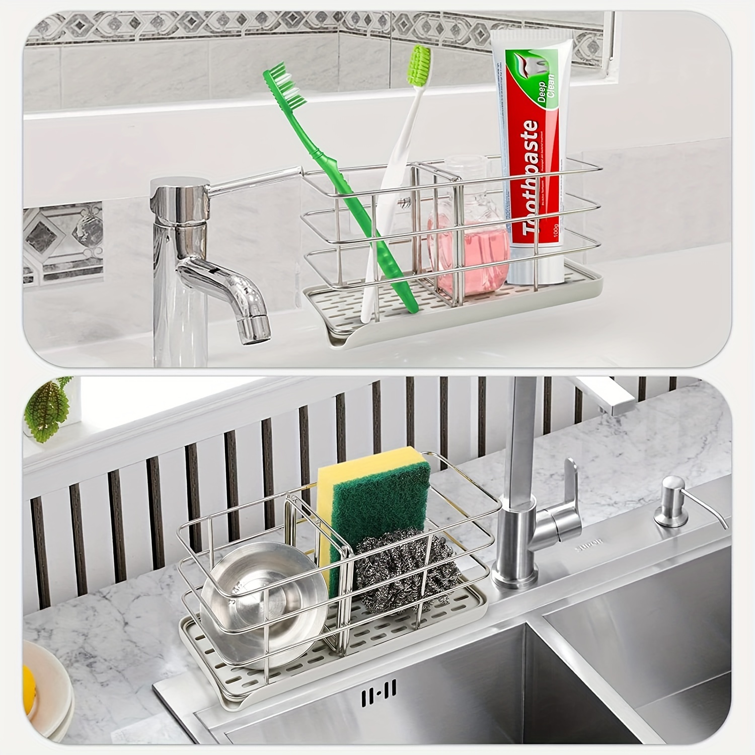 Sink Caddy Sponge Holder With Adjustable Panel Stainless - Temu