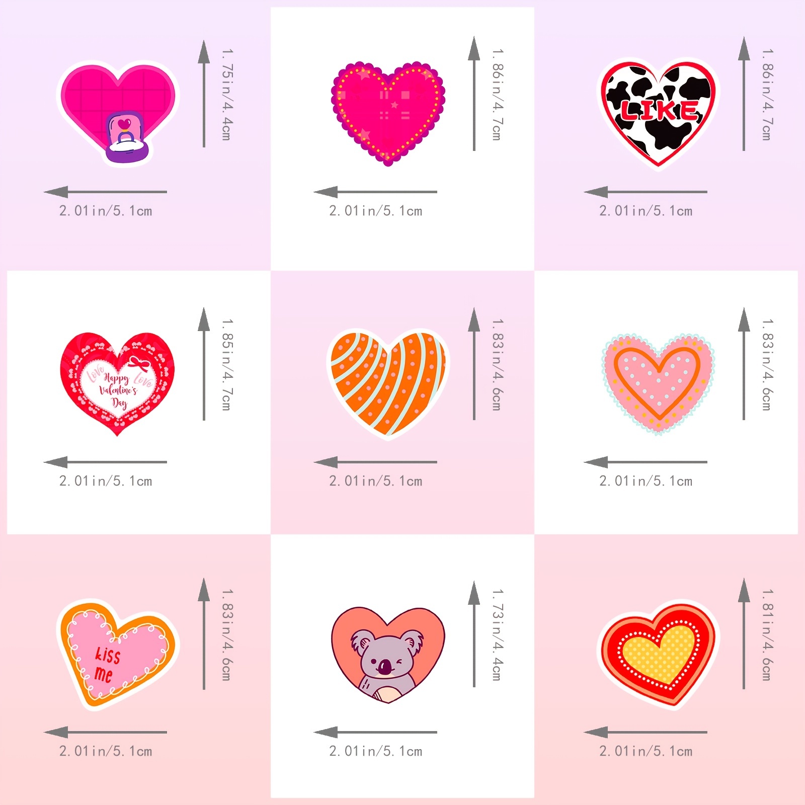 Shiny Cute Heart Stickers Romantic Love Valentine's - Temu