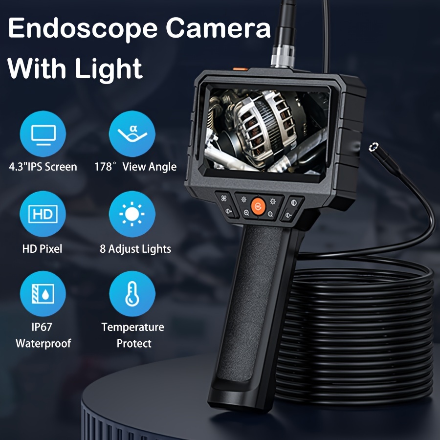 Cámara endoscópica de 5,5 mm con luz, cámara de inspección de boroscopio  mecánico Teslong con monitor, cámara flexible de sonda de serpiente,  alcance