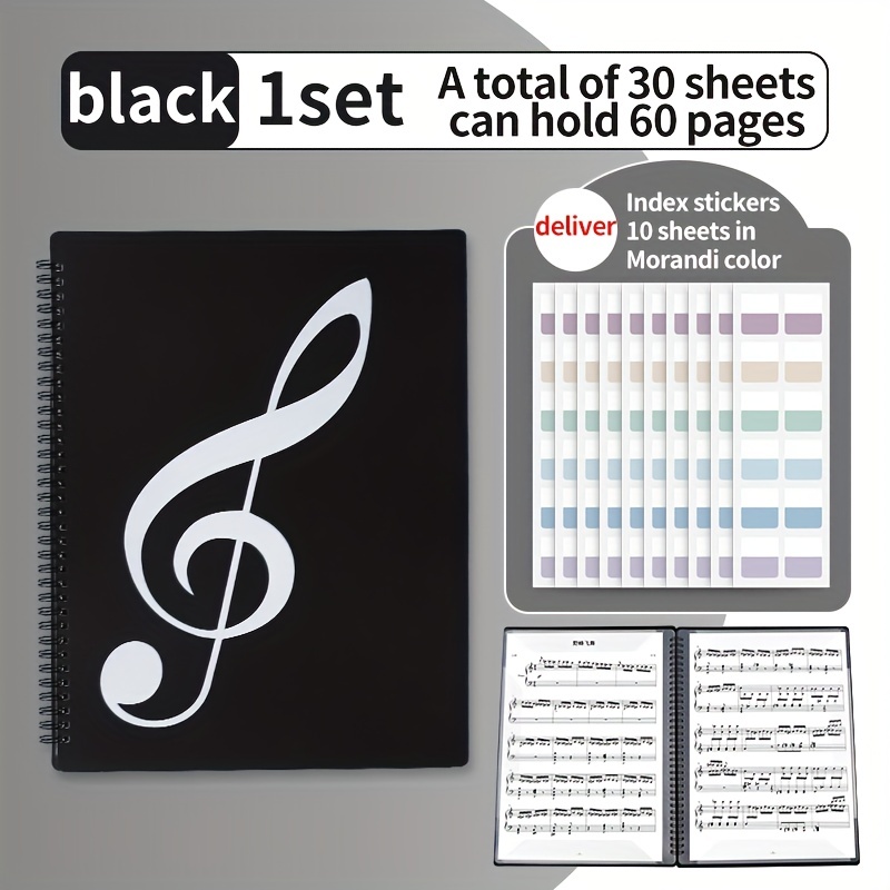 30 Sheets Black Music Sheet Clip Book Piano Changeable Music Sheet Clip A4  Folder Multi-layer Insert Guitar Shelf Drum Loose-leaf Non-Reflective Stora