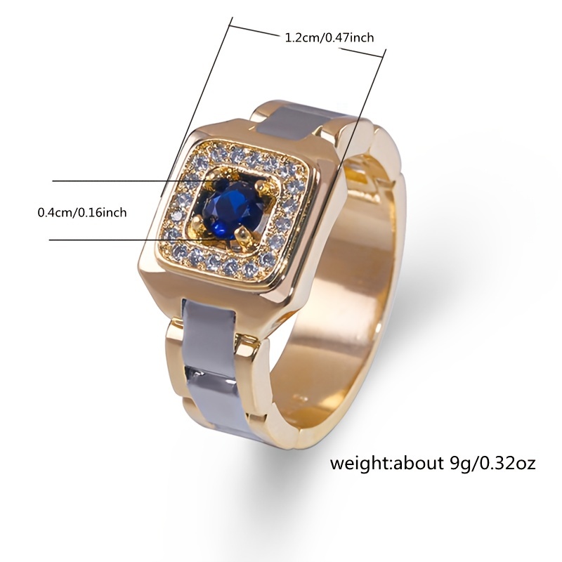 Men's Retro Stone Square Rhinestone Ring