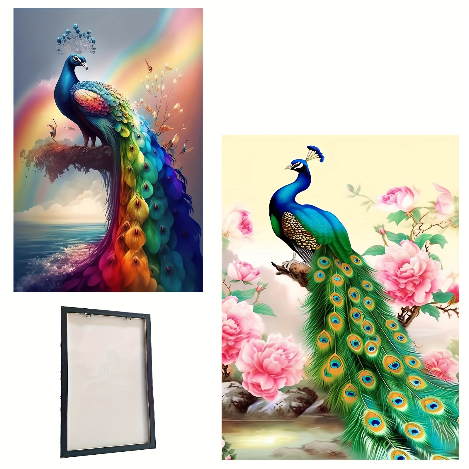 Hd Printed Peacock Painting Canvas Decorative Painting - Temu