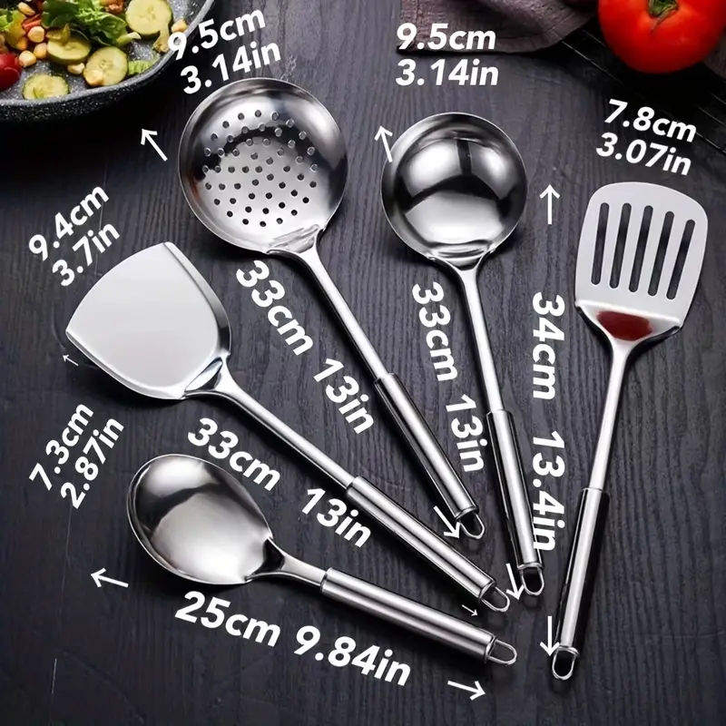 Stainless Steel Kitchen Utensil Set Spatula Ladle Slotted Turner Rice  Paddle Slotted Spoon Kitchen Cooking Tools - Temu