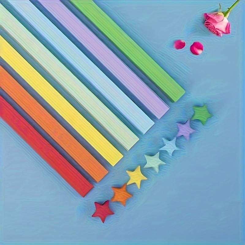 Origami Star Paper Strips Blue Gradient Colors Lucky Star - Temu