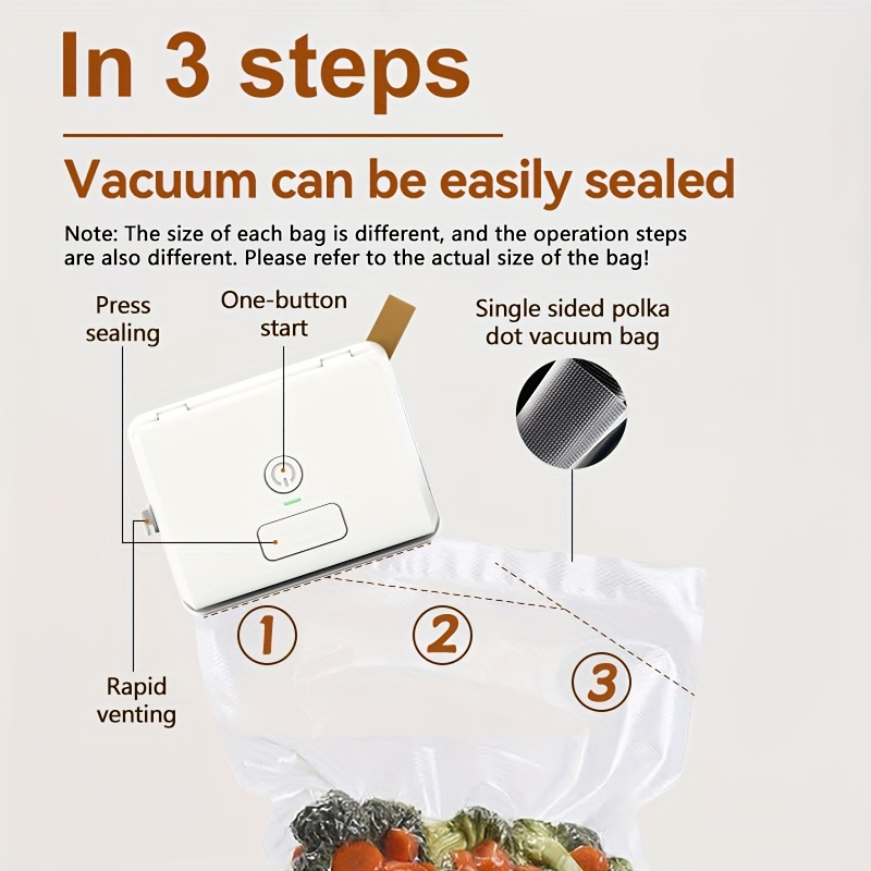 Vacuum Sealer With Bag For Food Storage Air Sealer For Vacuum Low  Temperature Cooking And Food Storage, With Vacuum Seal Bags, Portable Home  Travel Food Storage Seal - Temu