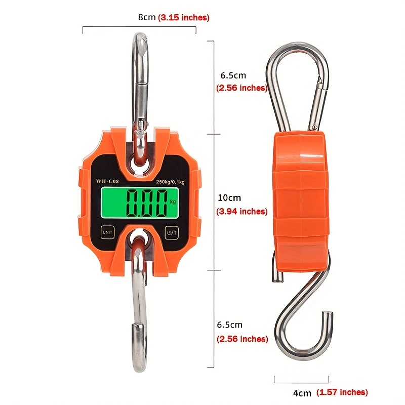 200kg Digital Hanging Scale Crane Scale Industrial Heavy Duty Hanging Hook  Scales Stainless Steel For Kitchen Weighing Tools