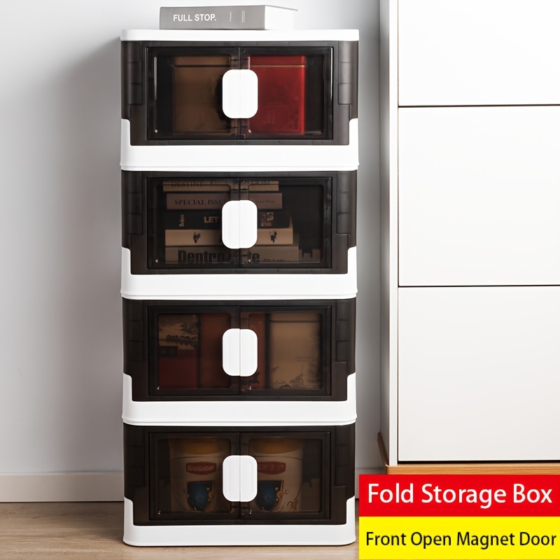 Plastic Foldable Storage Box With Wheels Magnetic Doors - Temu