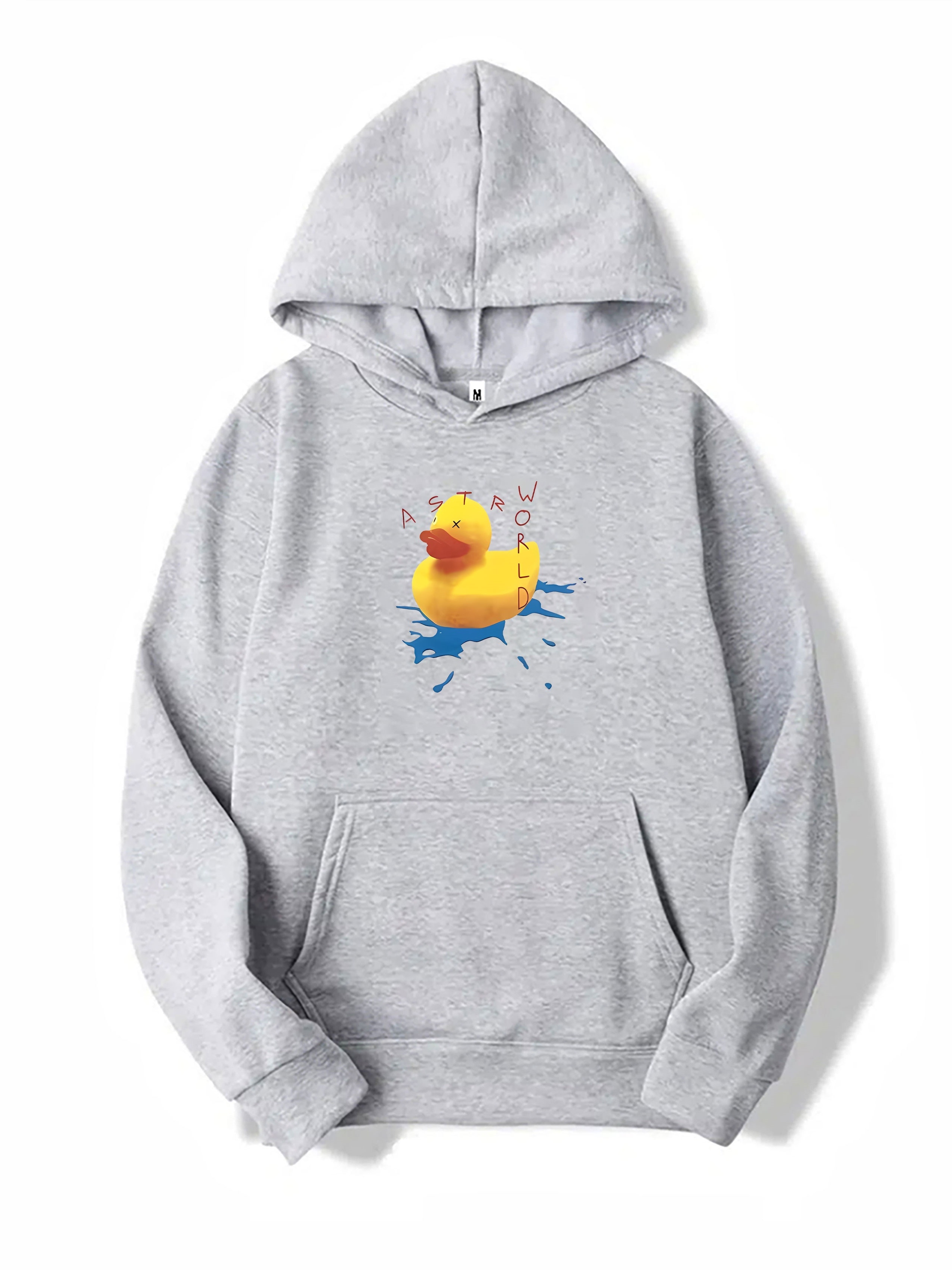 Rubber Duck Print Hoodie, Hoodies For Men, Men's Casual Graphic