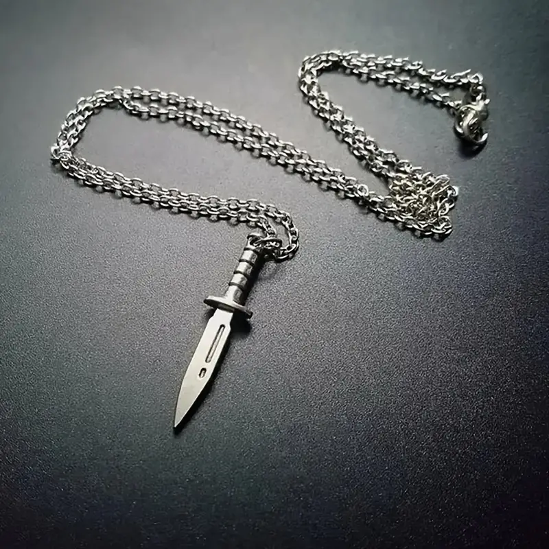 1pc Gothic Knife Dagger Pendant Chokers Necklace Jewelry, Jewels Gift for Men Women Gril Boy, Punk Kpop Style Accessories Charm Novelty Locket