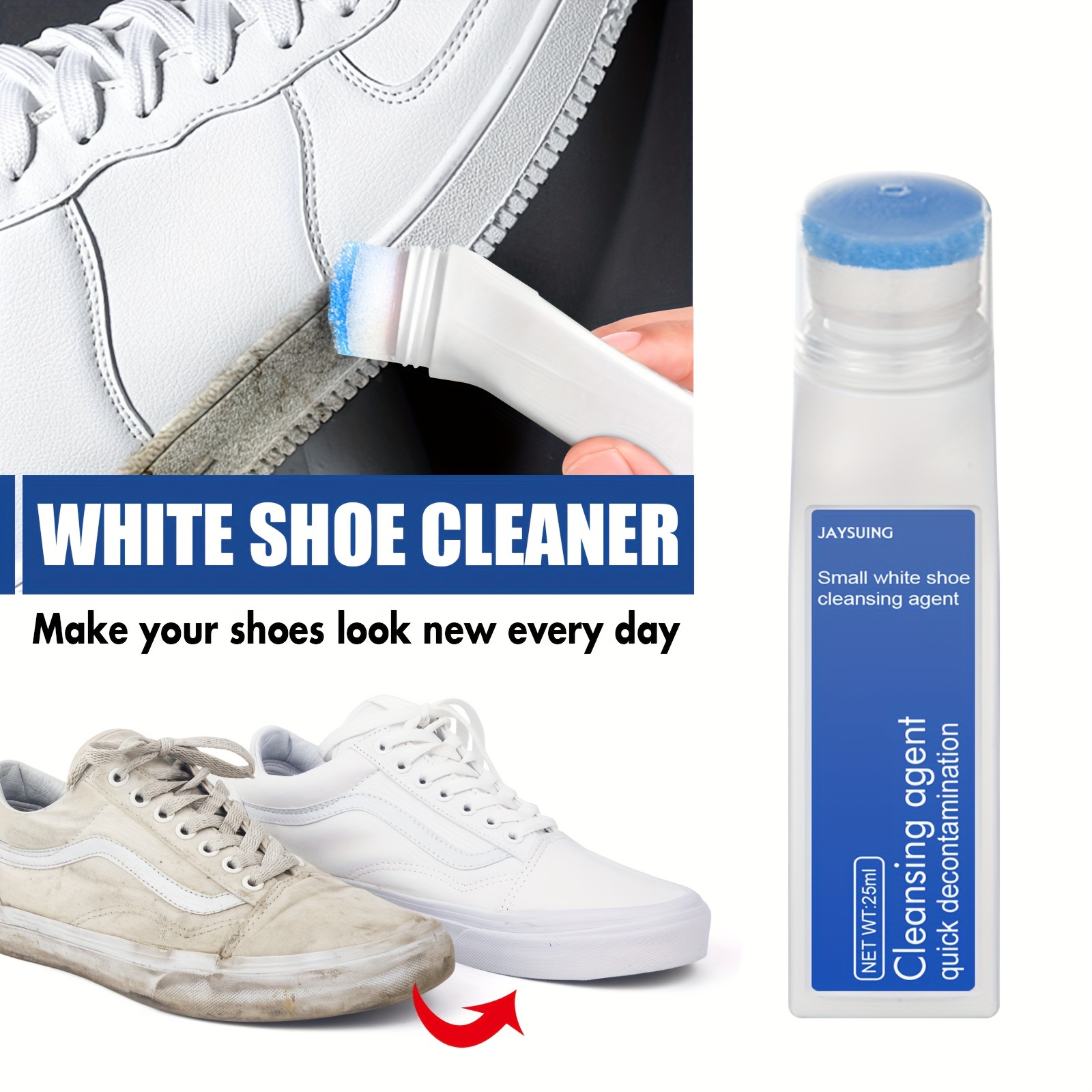 White Shoe Cleaner, Shoe Cleaner Sneakers Kit for White,Shoe Whitener  Cleansing for Sneakers,White Shoe Polish for Sneakers, No Water Needed,  Quick