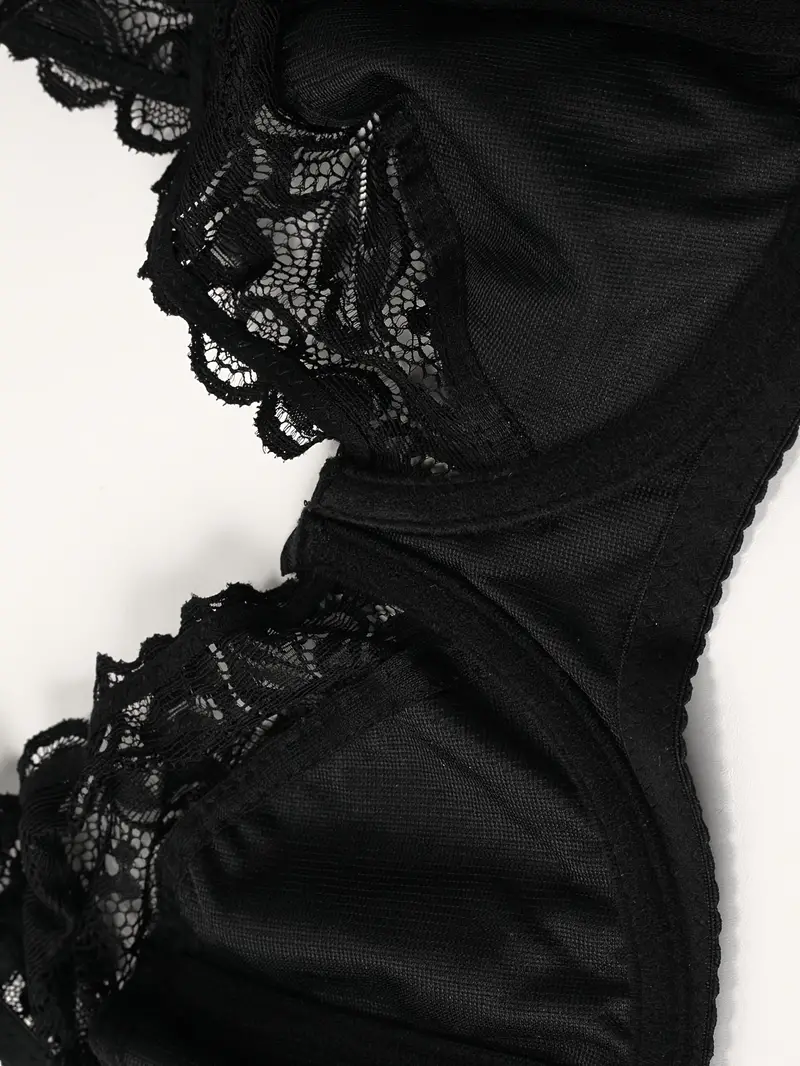 Elegant Bra Women's Plus Solid Contrast Lace Comfort Bra - Temu United  Kingdom