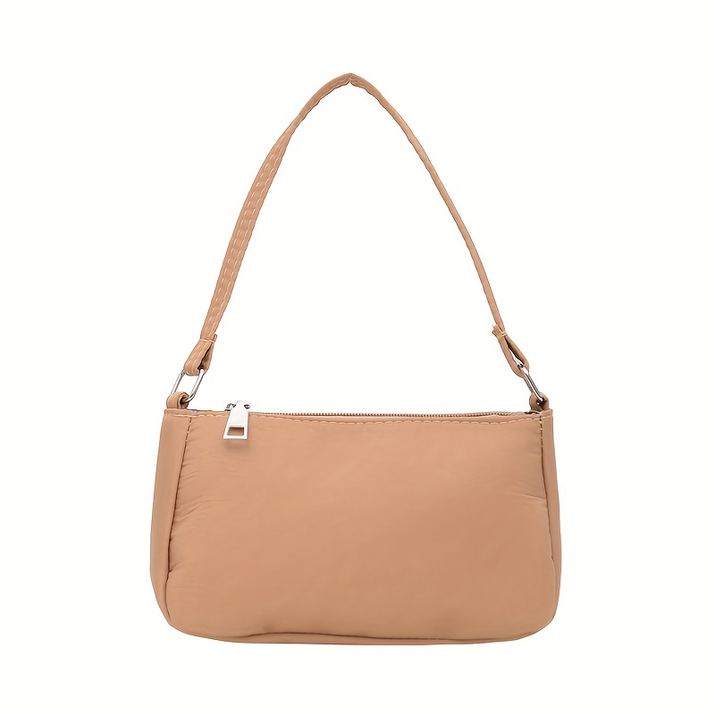 Mirror-colored Pure Color Baguette Bag, Fashionable Commuting Zipper  Underarm Bag, Women's Simple Shoulder Bag