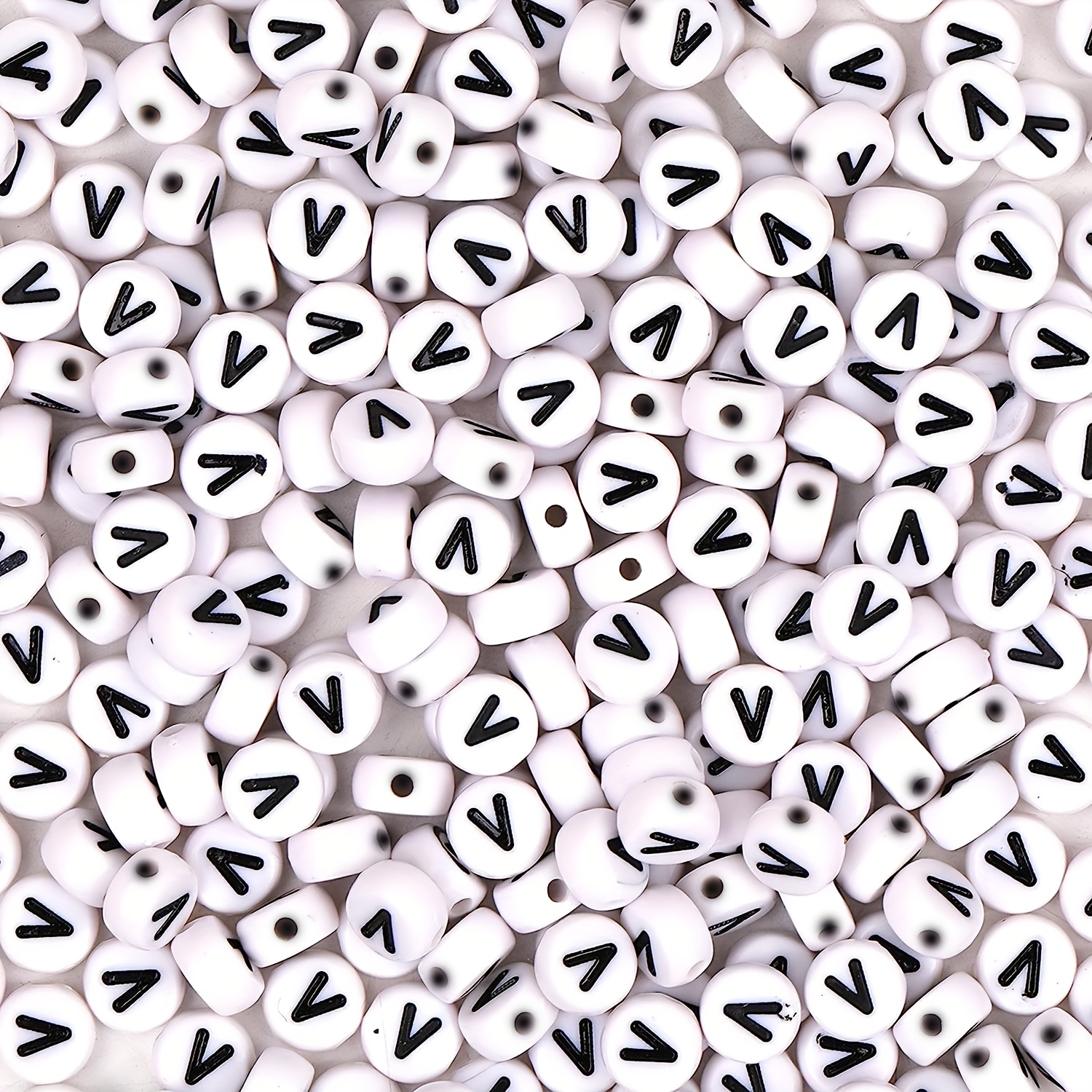 Letter Beads White Round Acrylic Alphabet Beads Vowel - Temu
