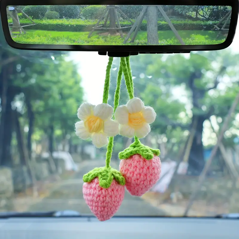 Handmade Strawberry Car Accessories Rear View Mirror Hanging