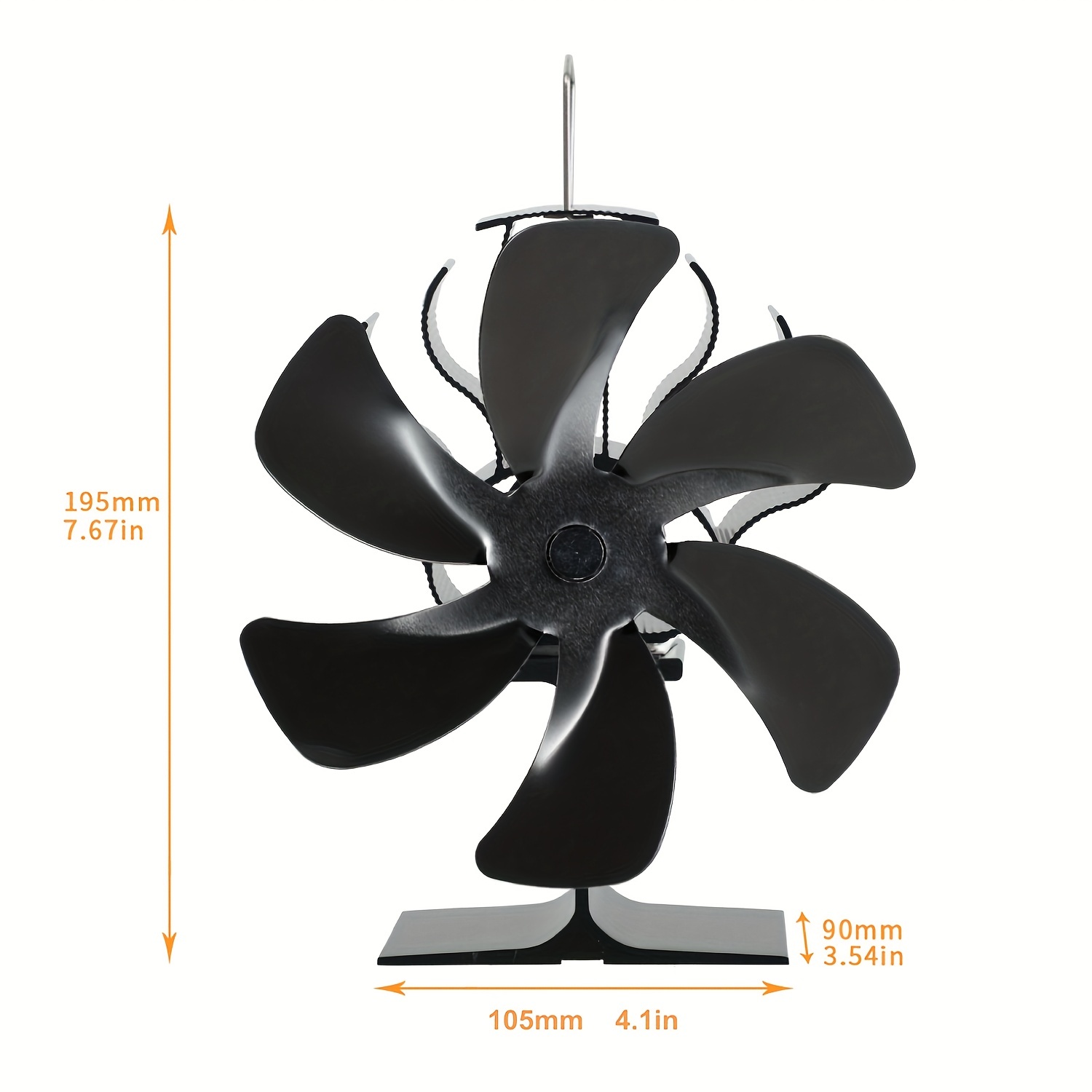 X-cosrack Ventilador de estufa de 5 aspas para quemador de leña de leña,  ventilador Slient Eco-Frienly con termómetro magnético, color negro