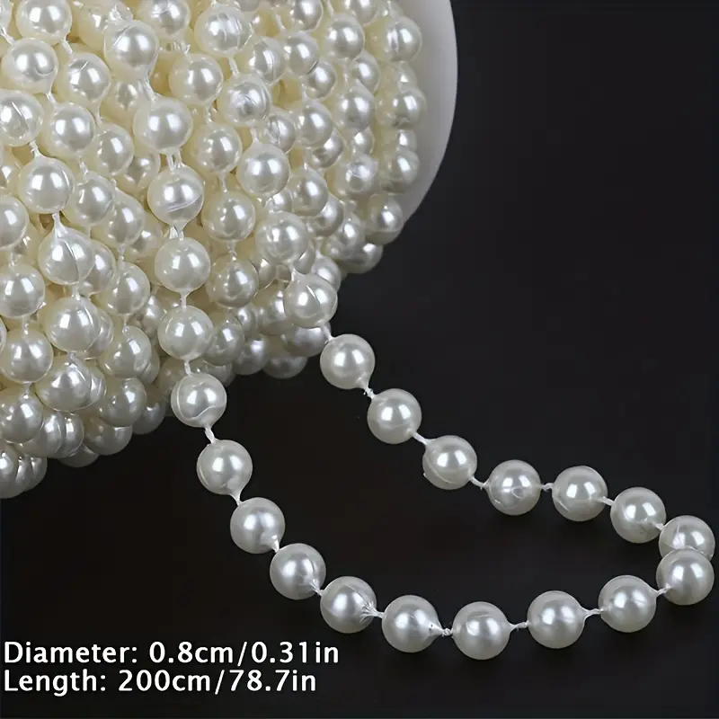 White Artificial Pearl Strands Spool Beads Roll Garland - Temu