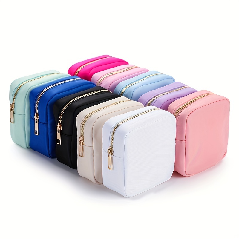 

Nylon Mini Makeup Bag For Purse, Preppy Small Cute Makeup Bag Cosmetic Zipper Pouch Purse, Waterproof Travel Coin Pouch Sanitary Napkin Storage Bag Clutch Make Up Organizer For Women