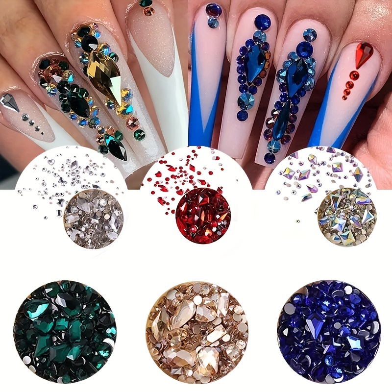 Sparkle Up Your Look With Multi shaped 3d Nail Rhinestones - Temu