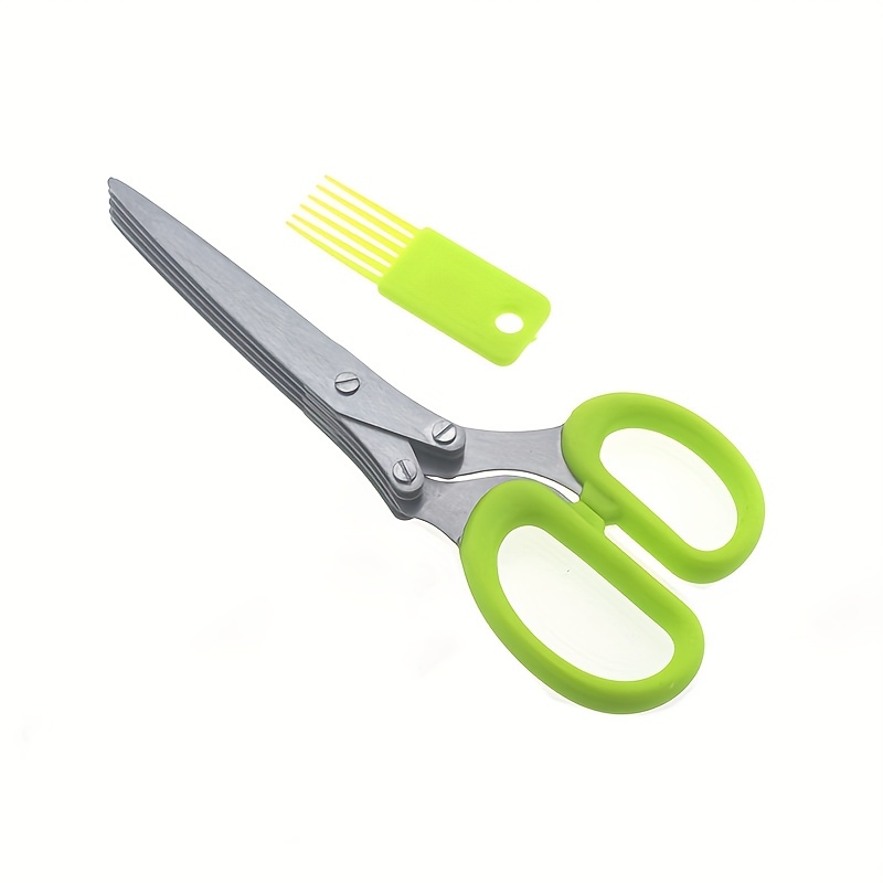 Herb Scissors, X-Chef Multipurpose 5 Blade Kitchen Herb Shears Herb Cutter  with Safety Cover and Cleaning Comb for Chopping Basil Chive Parsley