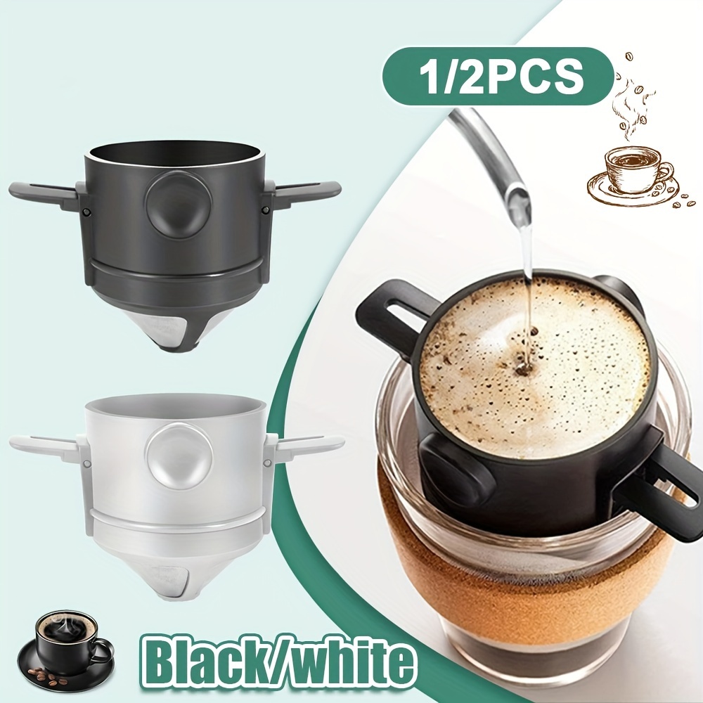 

1/2pcs, Portable Foldable Coffee Filter Stainless Steel Easy Clean Reusable Coffee Funnel Paperless Pour Over Holder Coffee Dripper Coffee Maker Accessories Kitchen Accessories