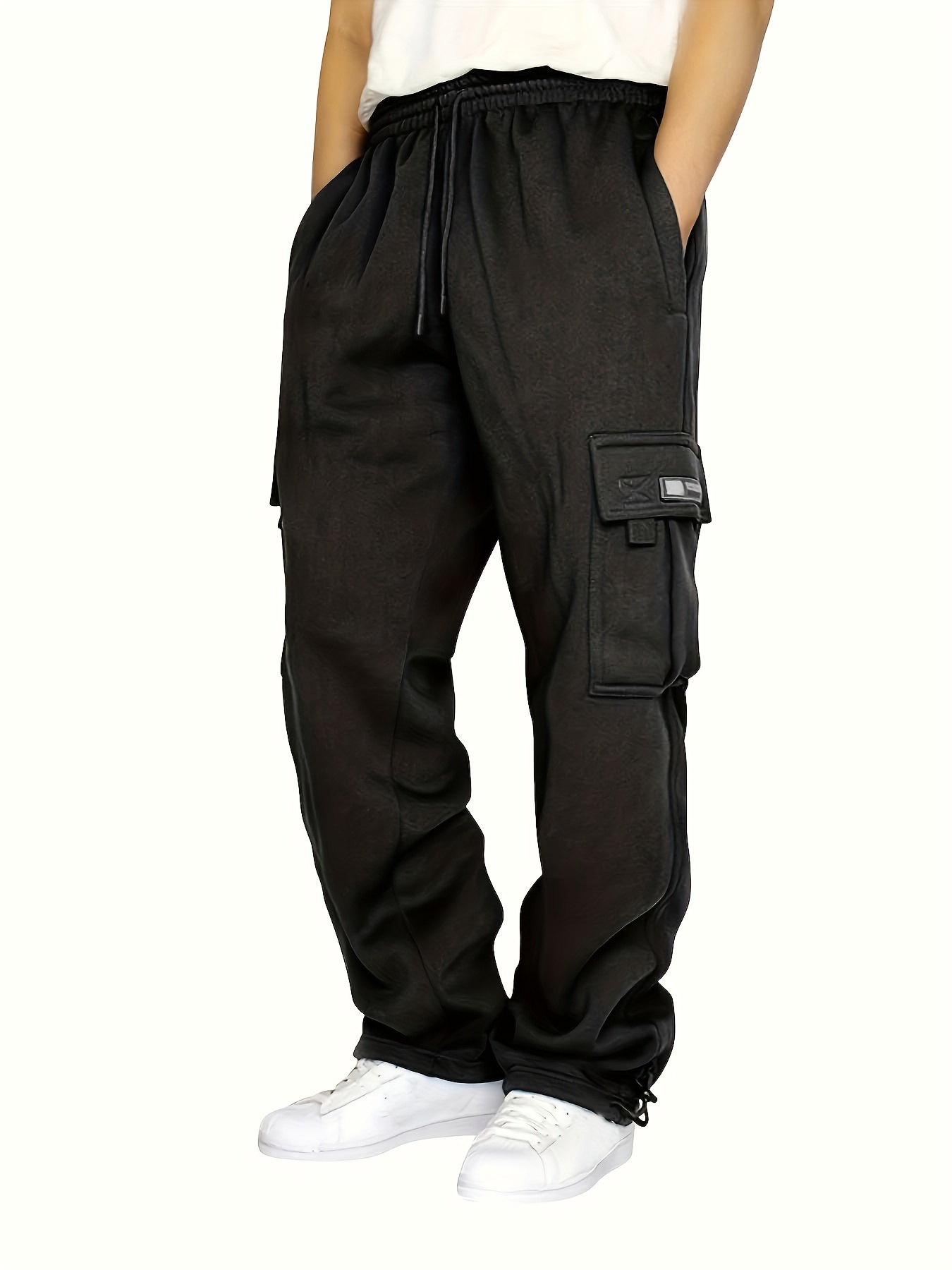 Solid Flap Pocket Jogger Cargo Pants Casual Elastic Waist - Temu