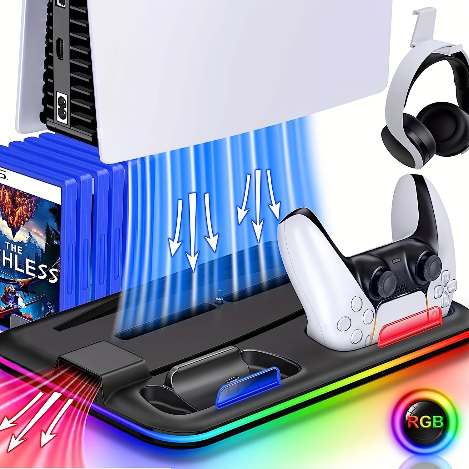 Cooling Fan Suitable For PS5 Slim Console Optical Drive Version/digital  Version - With RGB Multicolored Lighting, Efficient Cooling System,  Built-in 3