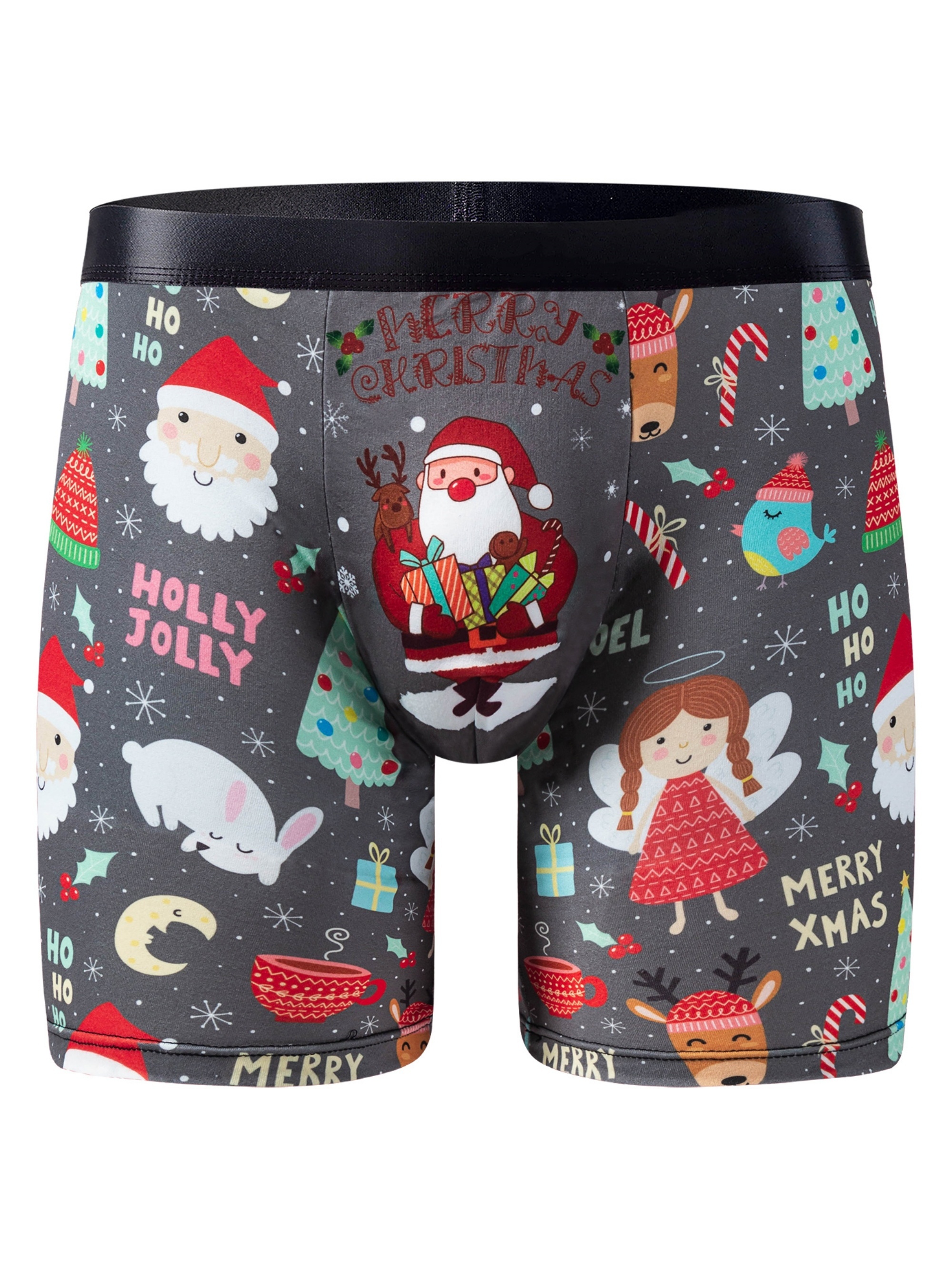 Mens Sexy Painted Christmas Santa Claus Costume Boxer Shorts Funny Underwear