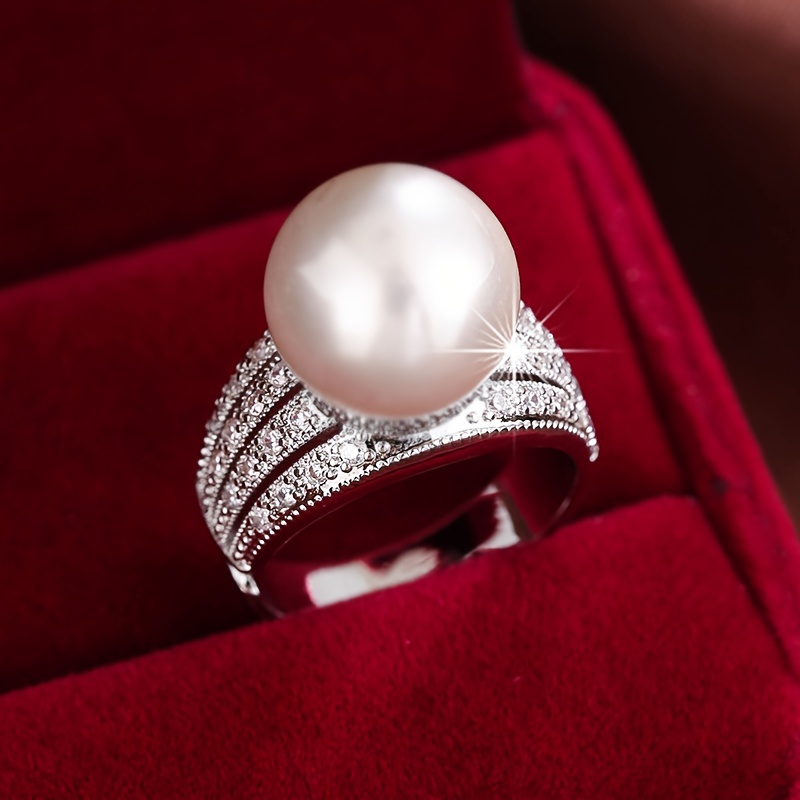 Wide Faced Lady's Ring with Zirconia Inlays