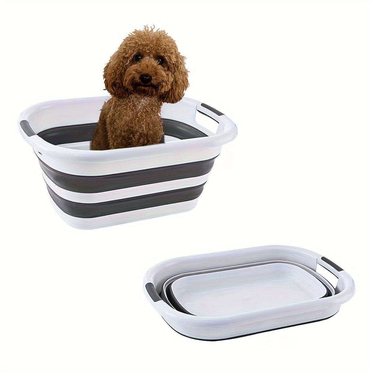 Bañera plegable para mascotas con tapón de drenaje de agua, bañera plegable  para cachorros, perros pequeños, gatos, diseño portátil y que ahorra