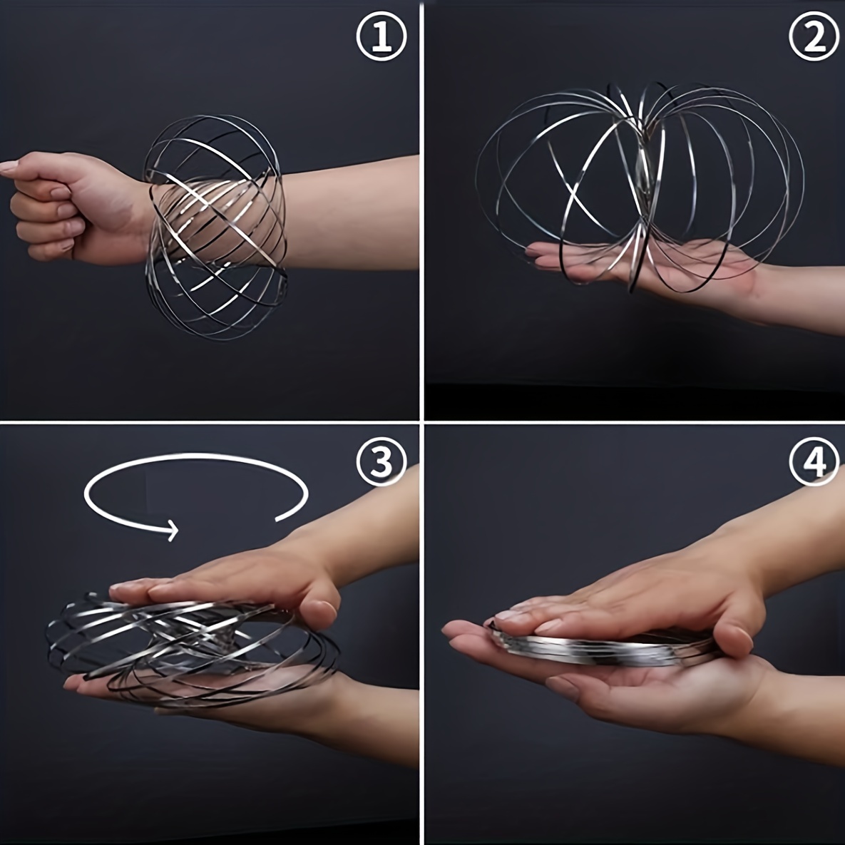 Wabjtam Flow Rings Kinetic Spring Bracelet Sensory Interactive Cool Toys  Pour Enfants Adultes