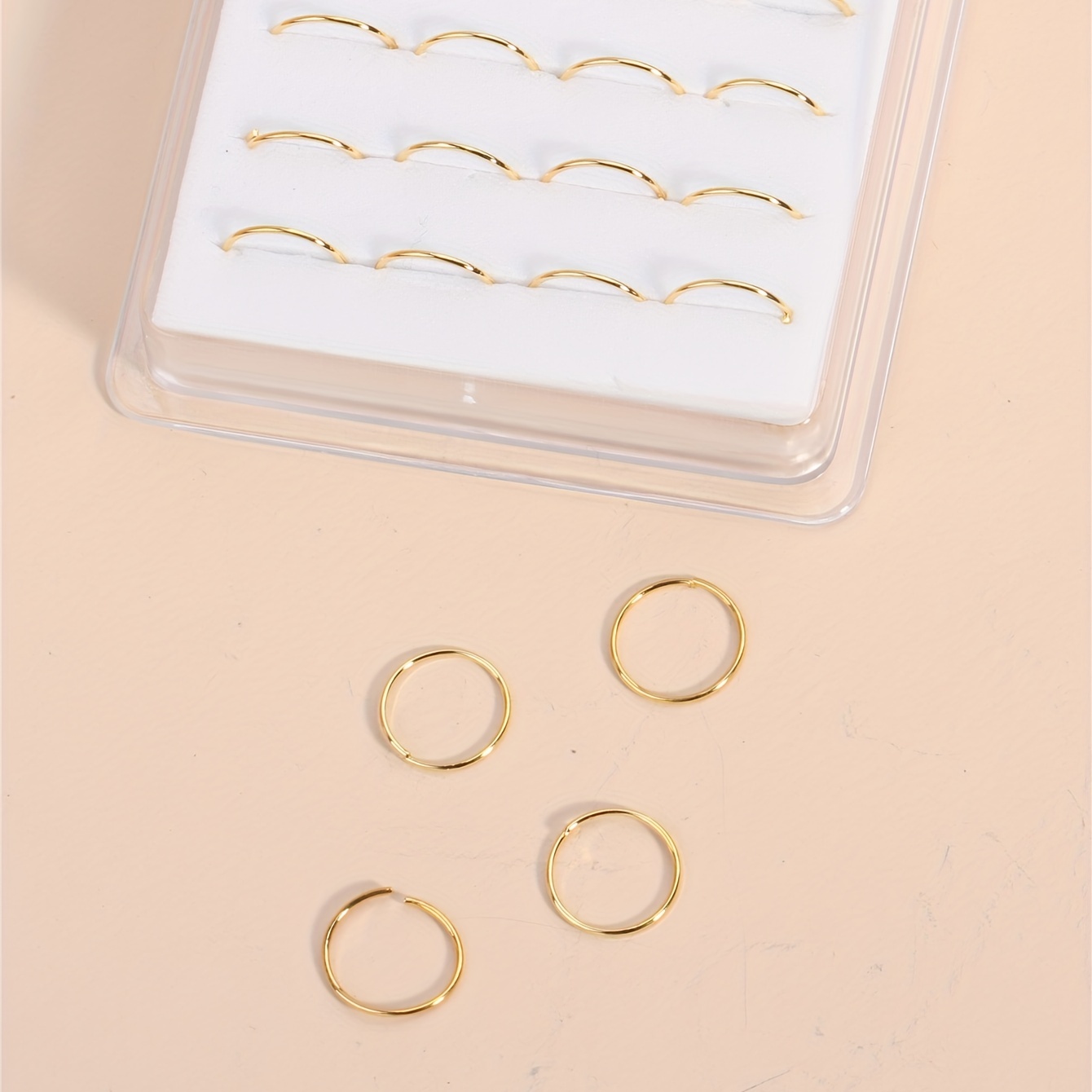 20 Pcs Copper Hoop Nose Ring Set, 18K Plated