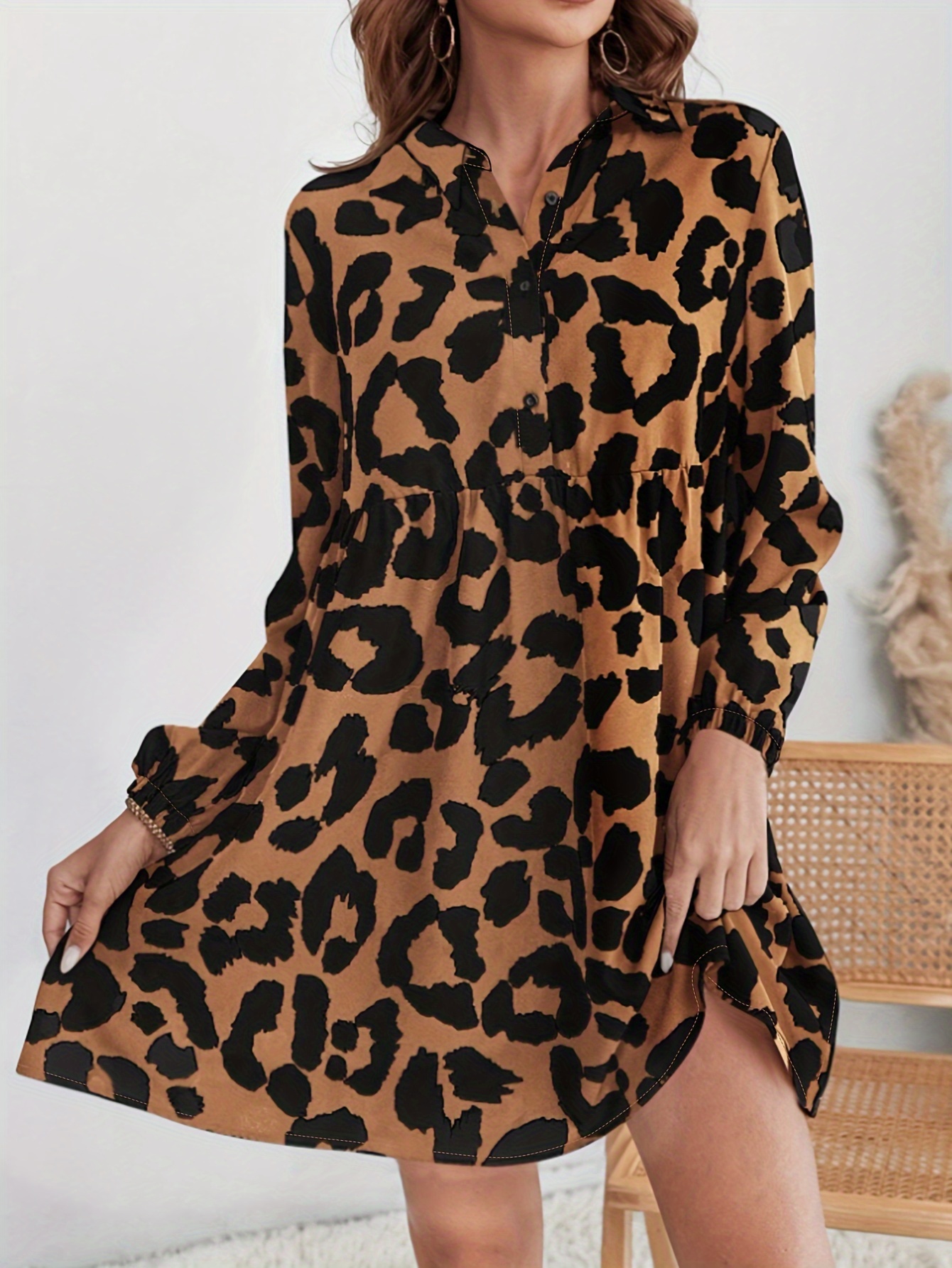 Womens Leopard Print Dress - Temu Canada