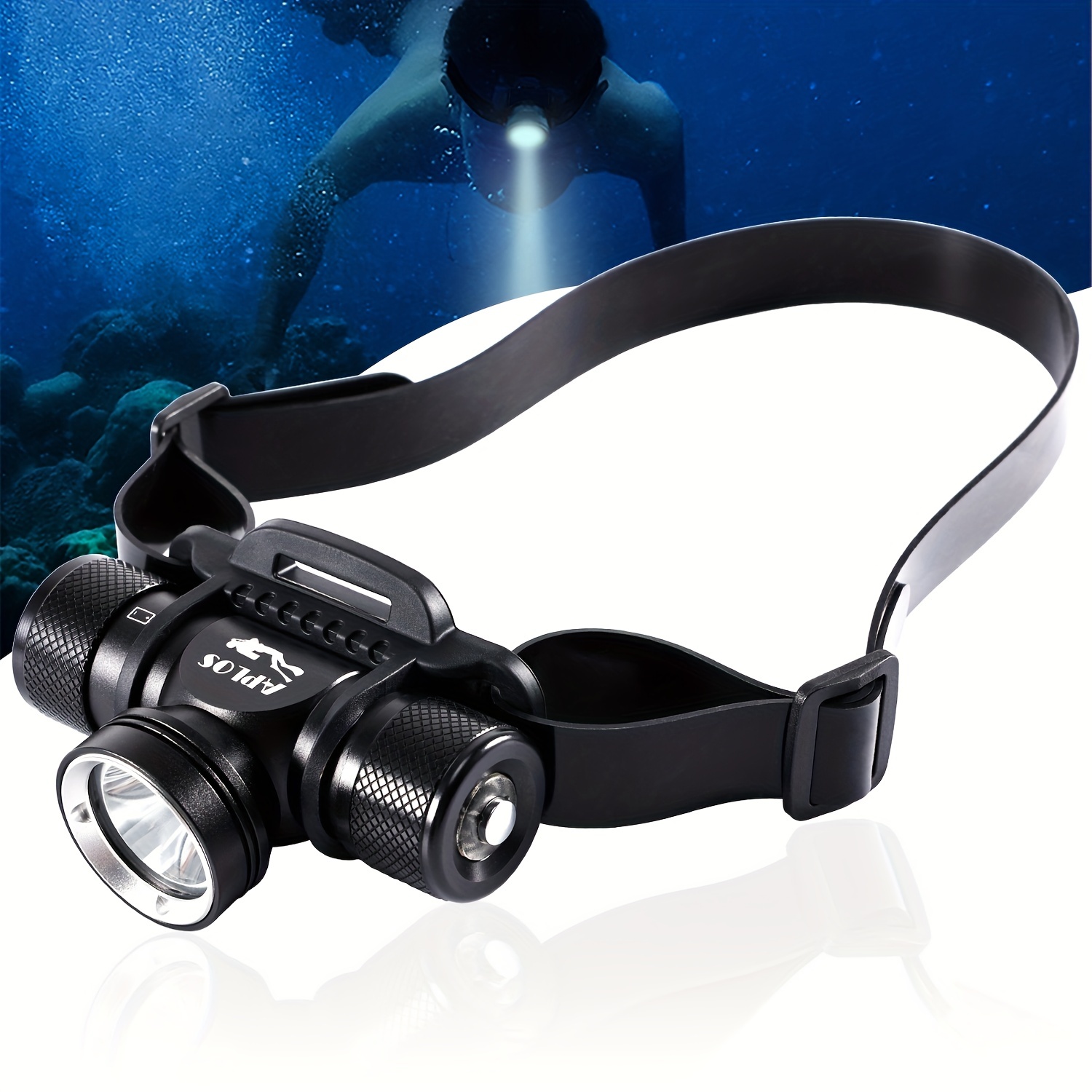Led Rechargeable Headlamp, 3000 Lumens Ipx8 Waterproof Diving Headlamp, Underwater  Scuba Flashlight Temu