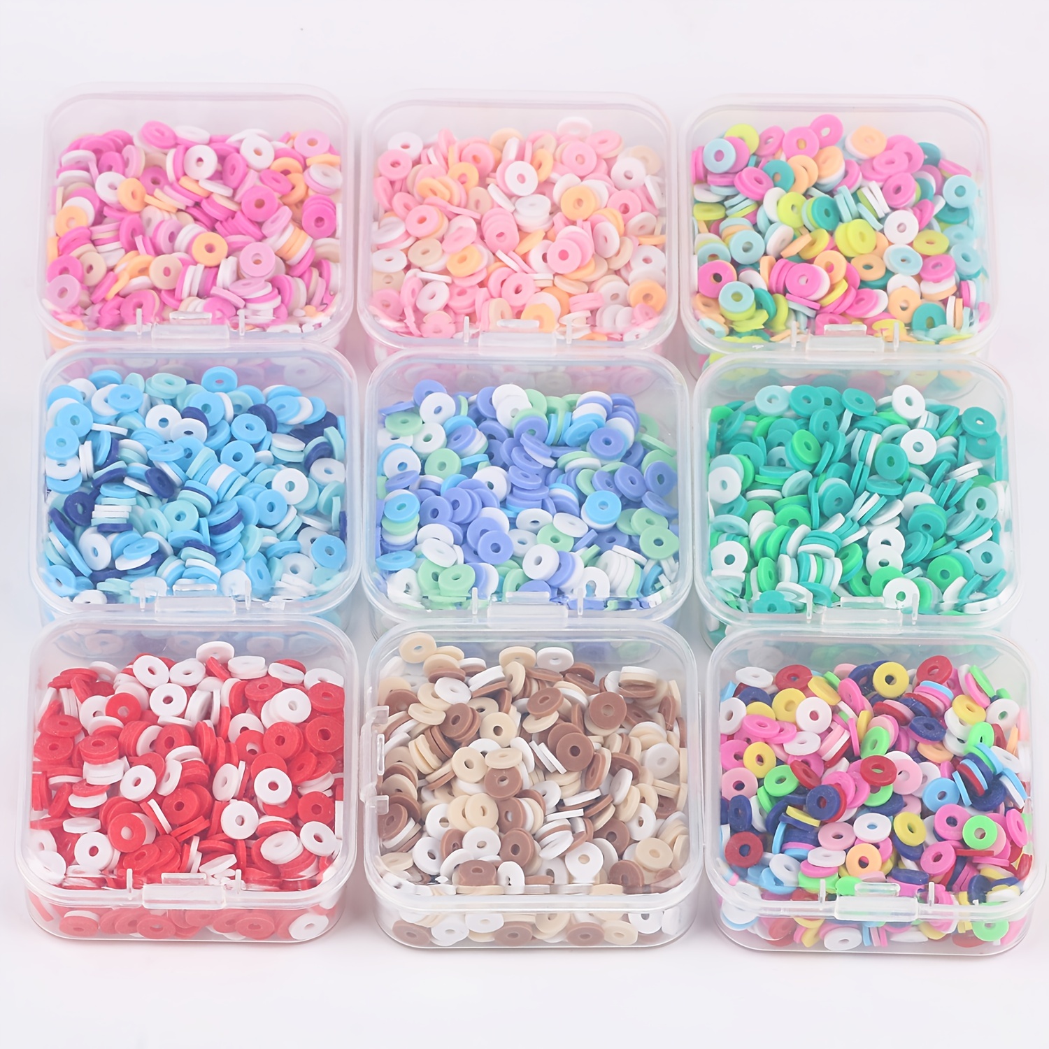 Gpoty Clay Heishi Beads Flat Round Polymer Clay Beads 6mm Clay Spacer Beads  with Letter Beads Pendant Charms Jump Rings and 10m Elastic String for DIY