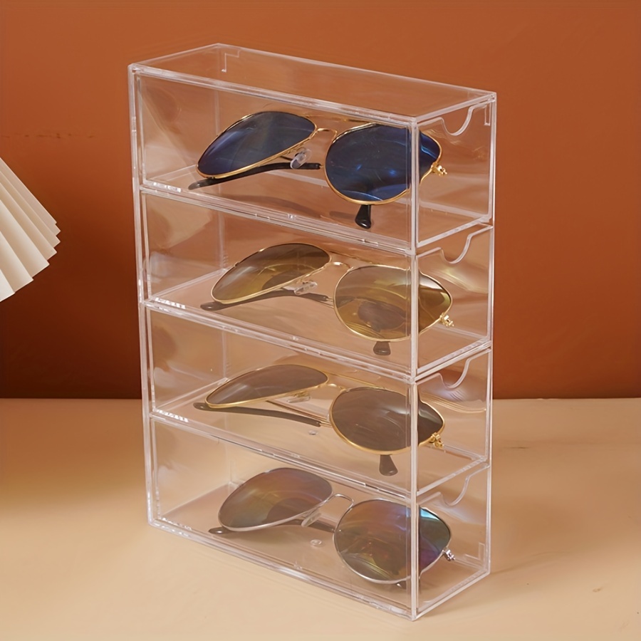 Sunglasses Case Storage Box 4 Clear Divided Drawers Eye - Temu