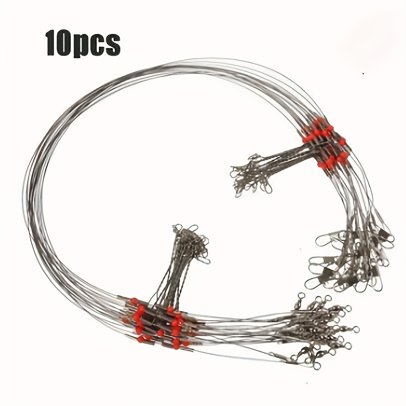 10Pcs Fishing Wire Rigs Leaders, 50cm Fishing Wire Rigs Leaders Anti Bite  Fishing Line Leaders with Swivels Ine Leaders (Green)