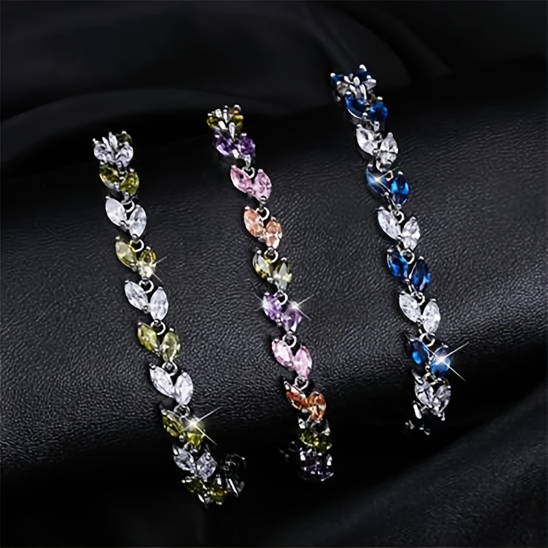 

1pc Elegant Alloy Tennis Bracelet Inlaid Shiny Rhinestone Elegant Hand Chain Jewelry Anniversary Gift