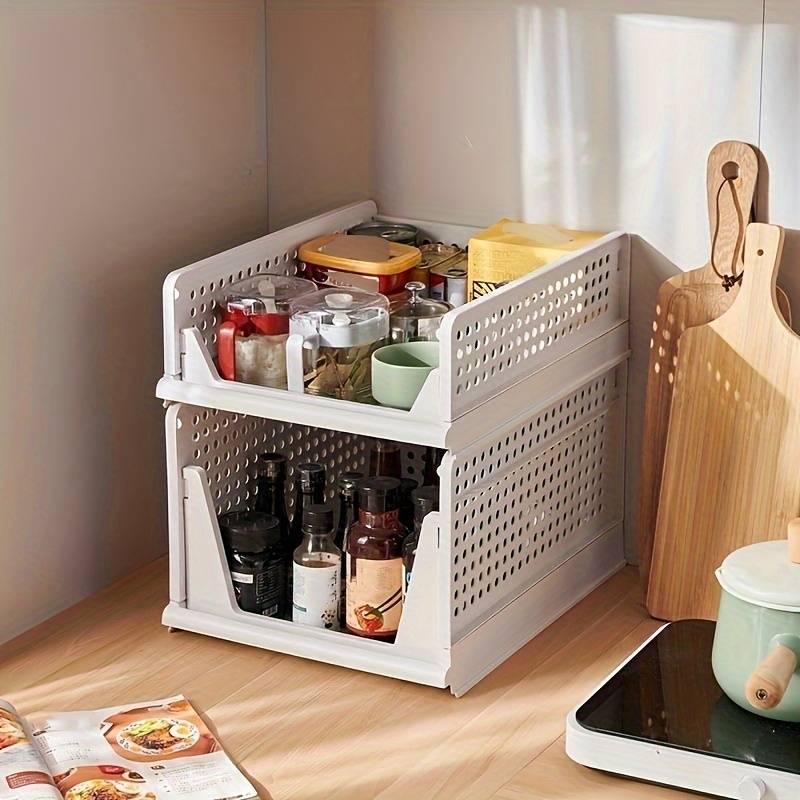 1pc foldable stackable plastic storage basket organize your closet drawer bathroom and office with ease 3