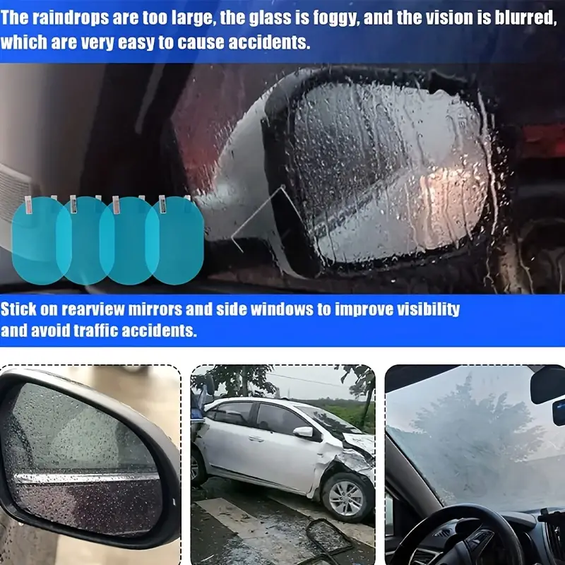 4 Stück Auto-Rückspiegelfolie Regen- Und Wasserdichte Reflektierende Folie  Anti-Fog-Nano-Beschichtung Wird Für Auto-Rückspiegel Und Seitenfenster  Verwendet - Temu Germany