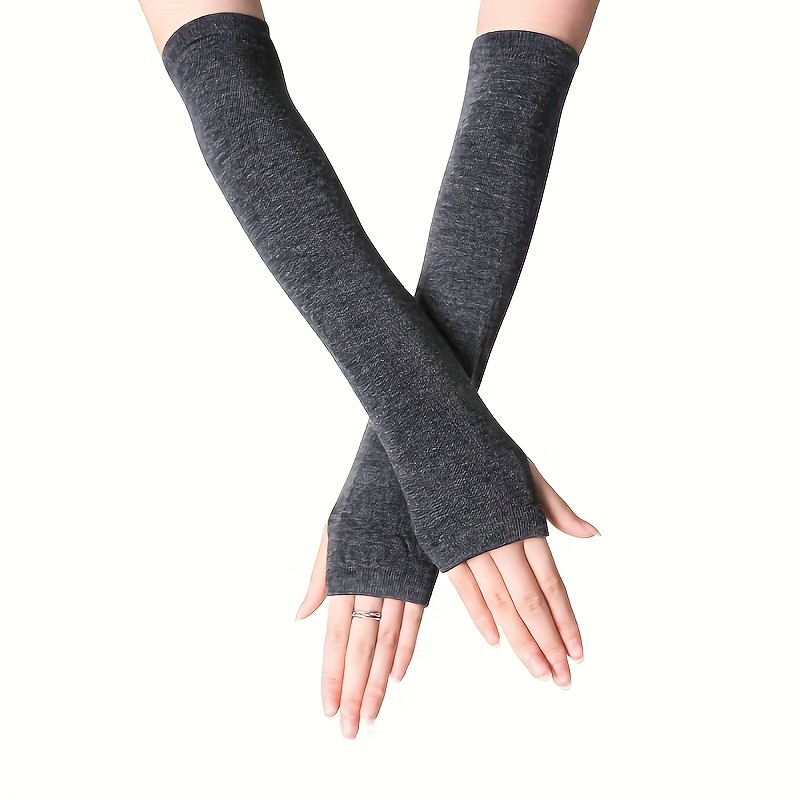 Y2K Winter Fingerless Gloves, Hip-Hop Streetwear Warm Elastic Knitting Arm Warmer for Women,Temu