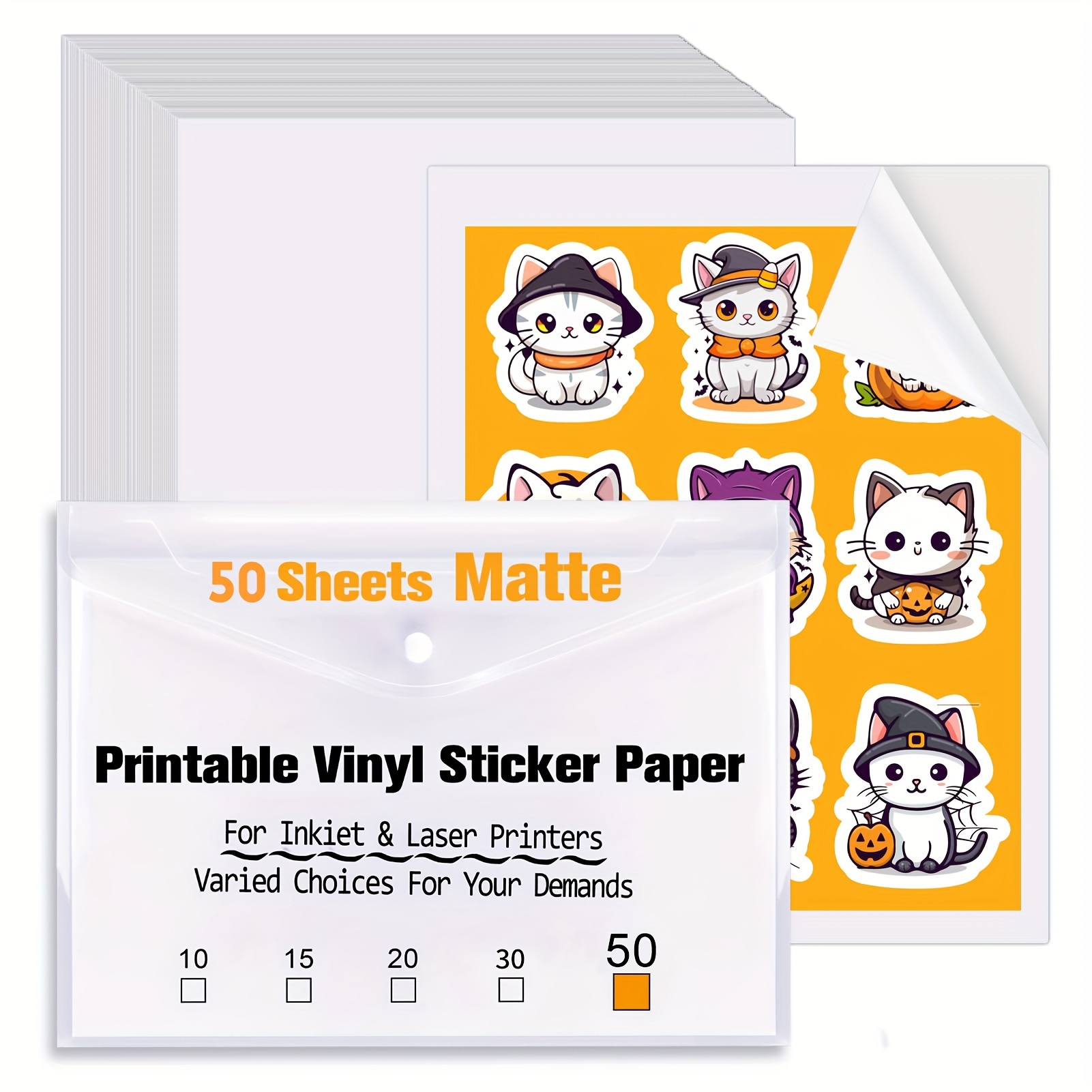 Printable Vinyl for Inkjet Printer,20 Sheets 8.3x 11.7 Clear Premium  Sticker Paper,Transparent Paper Sheet for DIY Crafts Stickers,Dries Quickly