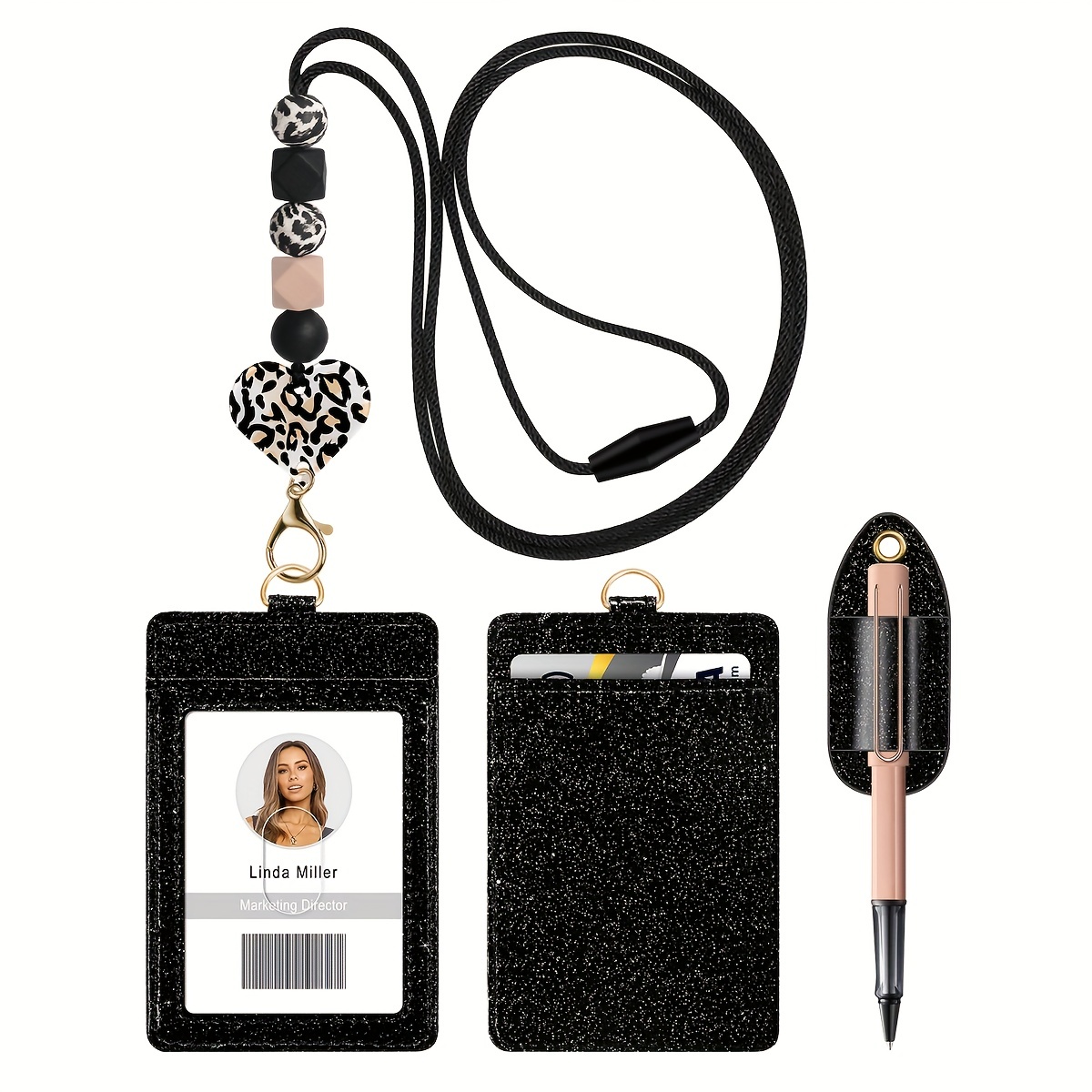Teacher Lanyard For ID Badges And Keys, Cute Safety Breakaway Beaded  Lanyards For Women, Nurses, Students, Office Employees With Bling Card  Holder And