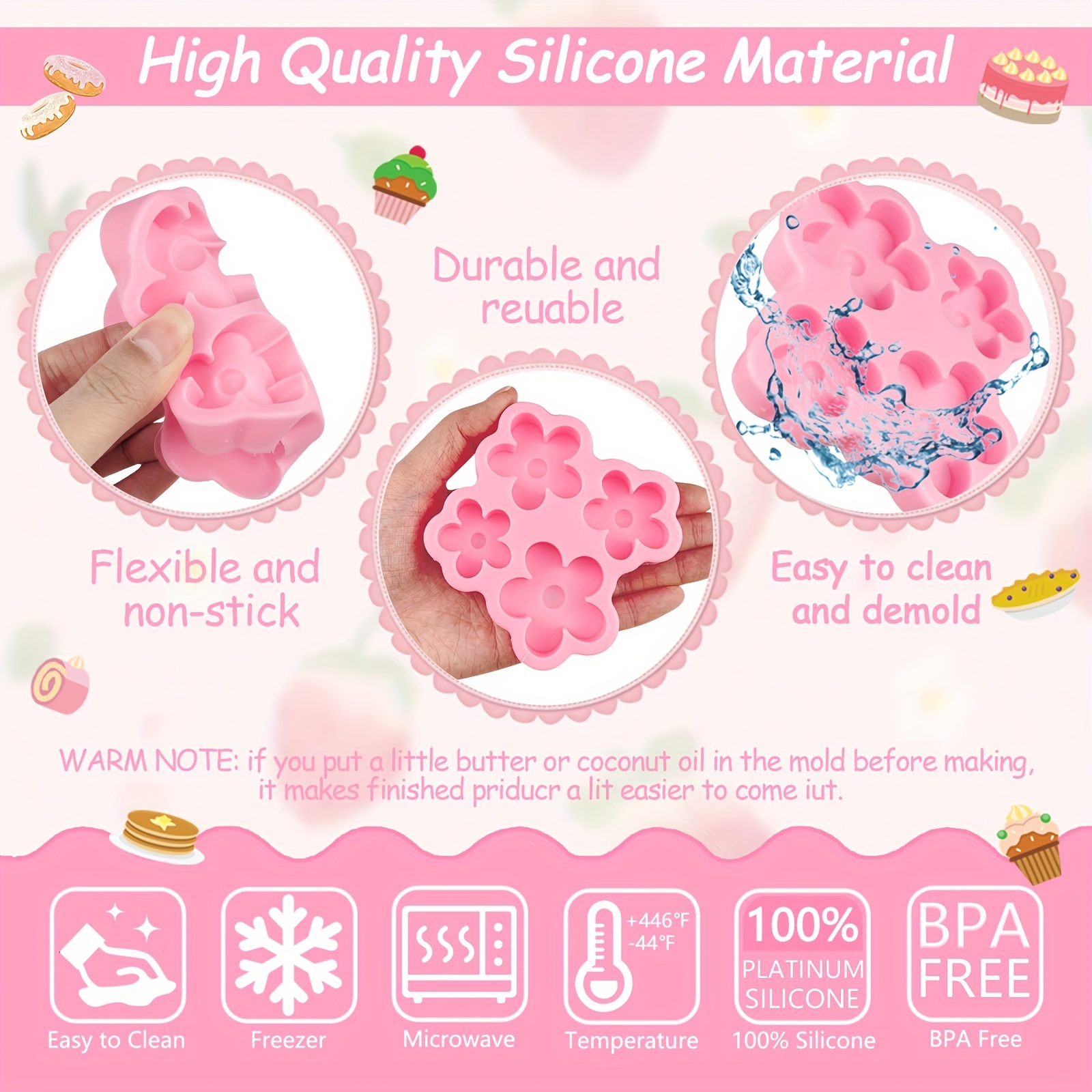 2 Pcs Silicone Gummy Molds Petal Shape Mold Silicone Cake Mold