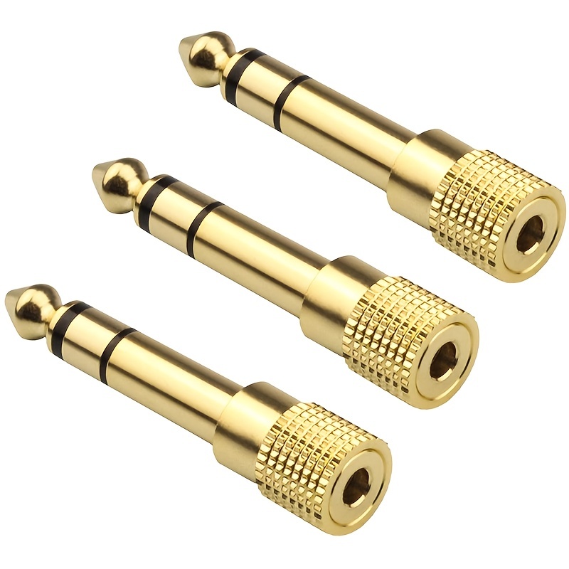 3.5mm Stereo Plug to 6.35mm (1/4 Inch) Stereo Jack Adapter - Gold Plated 