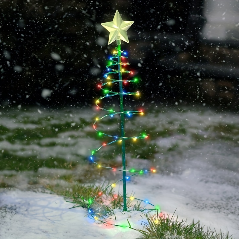 1pc led christmas tree outdoor solar ground plug lights waterproof christmas courtyard lights new year holiday outdoor garden decoration lawn light details 2