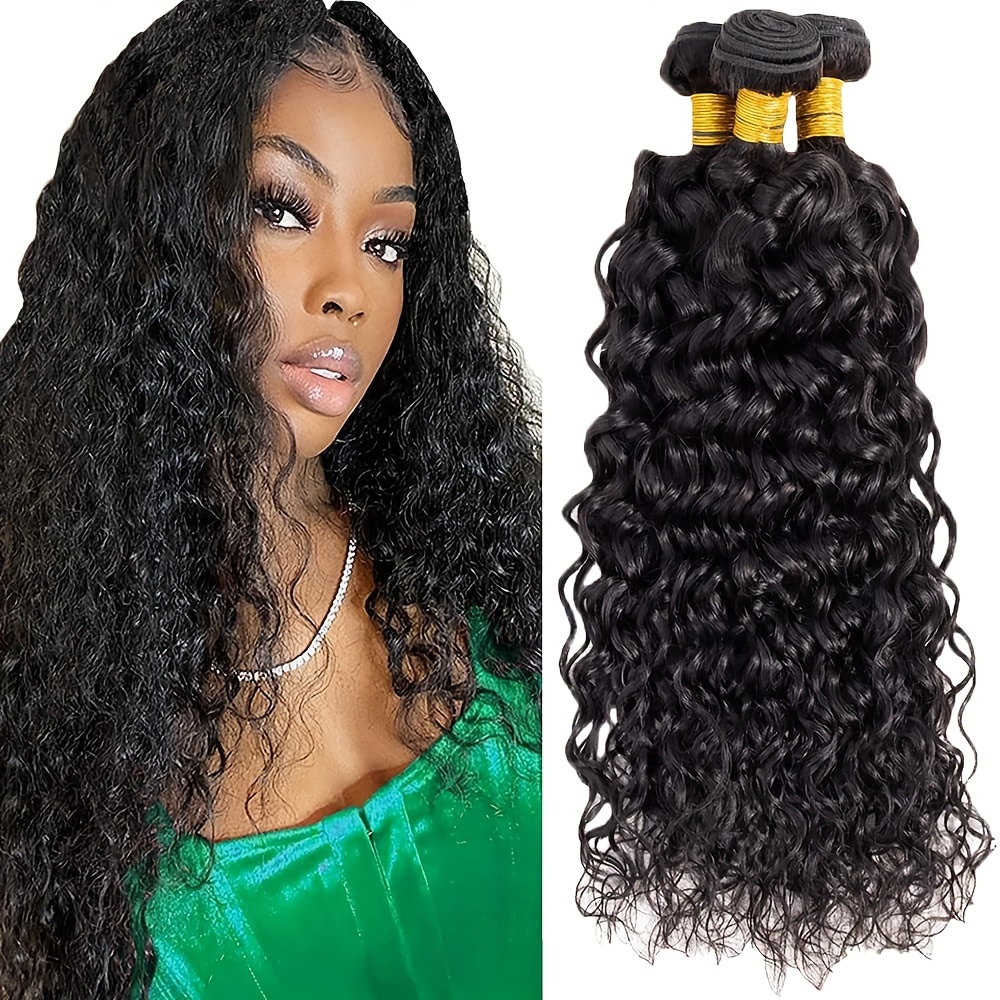 Deep Wave Human Hair Bundles Unprocessed Virgin Weave Curly - Temu