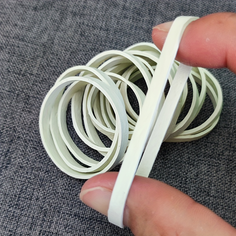 

50 Pack Of White Stretchable Rubber Bands - Ideal For Home And Office Use