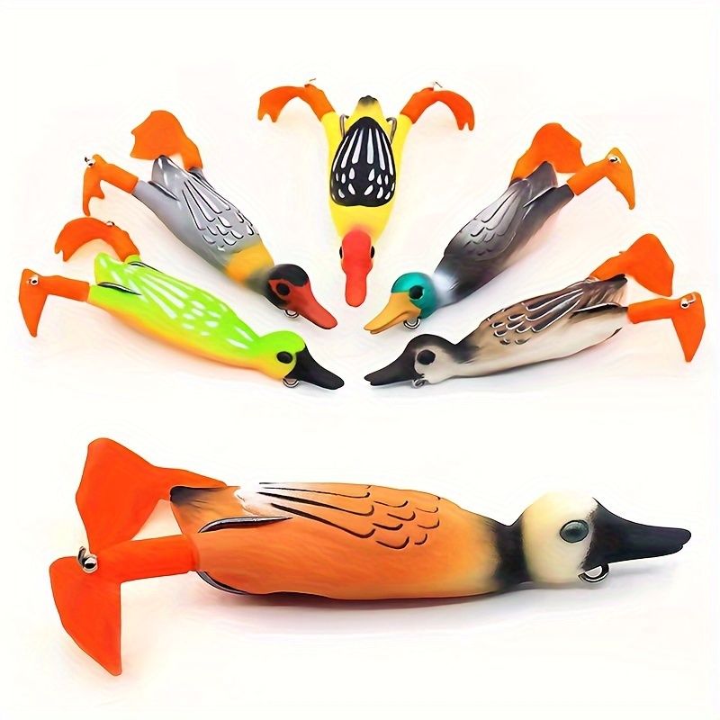 5pcs Topwater Duck Lure Set - Realistic 3D Rubber Floating  Duck Design with Hooks for Bass Fishing Bait - Lightweight and Durable  Material for High Bite Rate for Anglers 