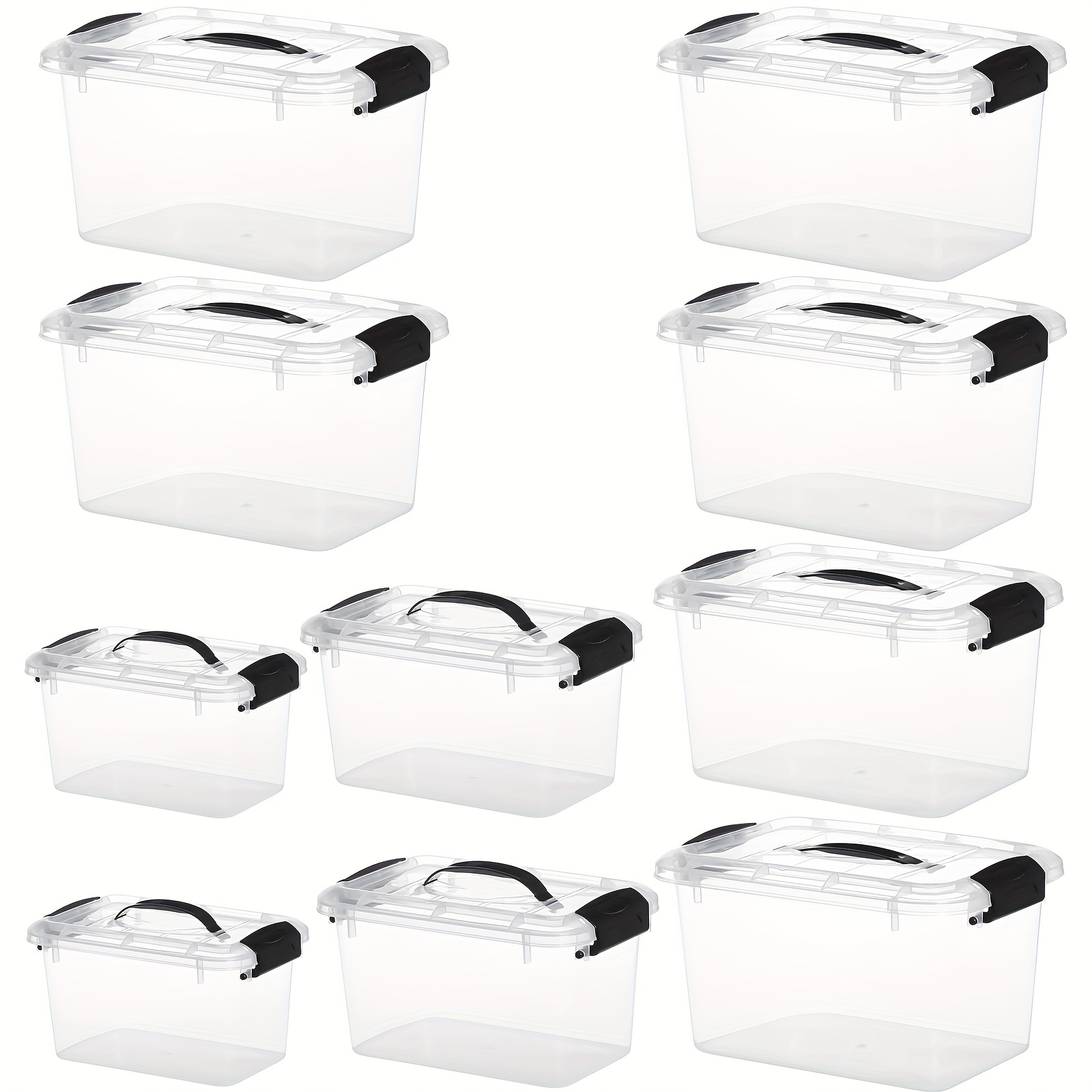 Plastic Storage Bins With Latching Lids Stackable - Temu